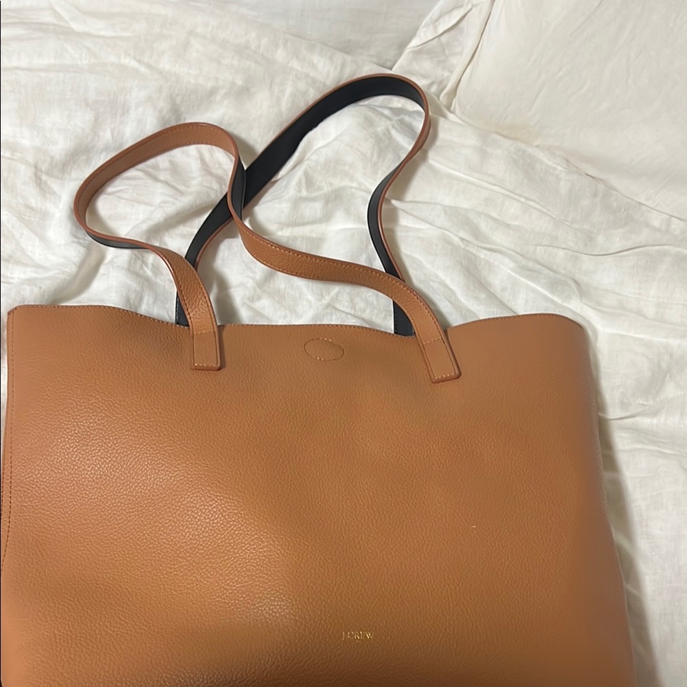 Reversible j crew Tan Leather Tote Bag